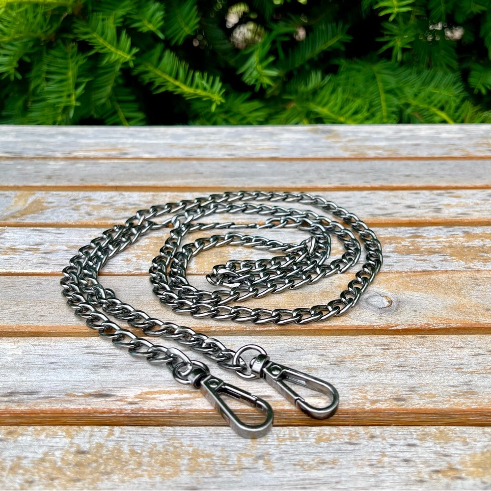 47” Dark Silver-Tone Crossbody Chain Strap – NWOT Unbranded